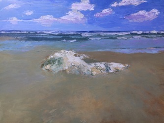 strand met lege zitkuil 2, acryl op linnen, 80x100cm