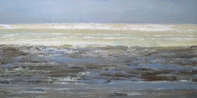 BRANDING OPLICHTENDE ZEE, acryl op paneel 60x120 cm