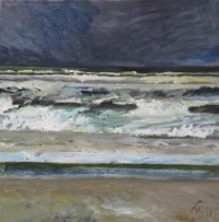 Branding 2 Noordzee, acryl op linnen 80x80