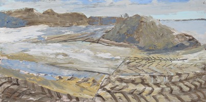 2018, Bruine kleibergen, acryl op paneel 60x120