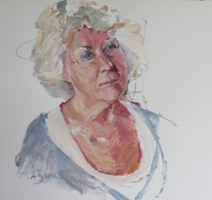 Meta, acryl op papier 60x60