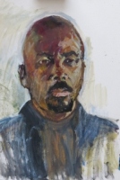 Model, acryl op papier 50x65