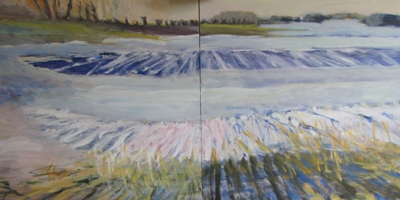 Windwakken Heesselt, tweeluik, acryl op paneel 2x 60x60