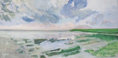 Waddenzee bij Striep 1, acryl op paneel 60x120